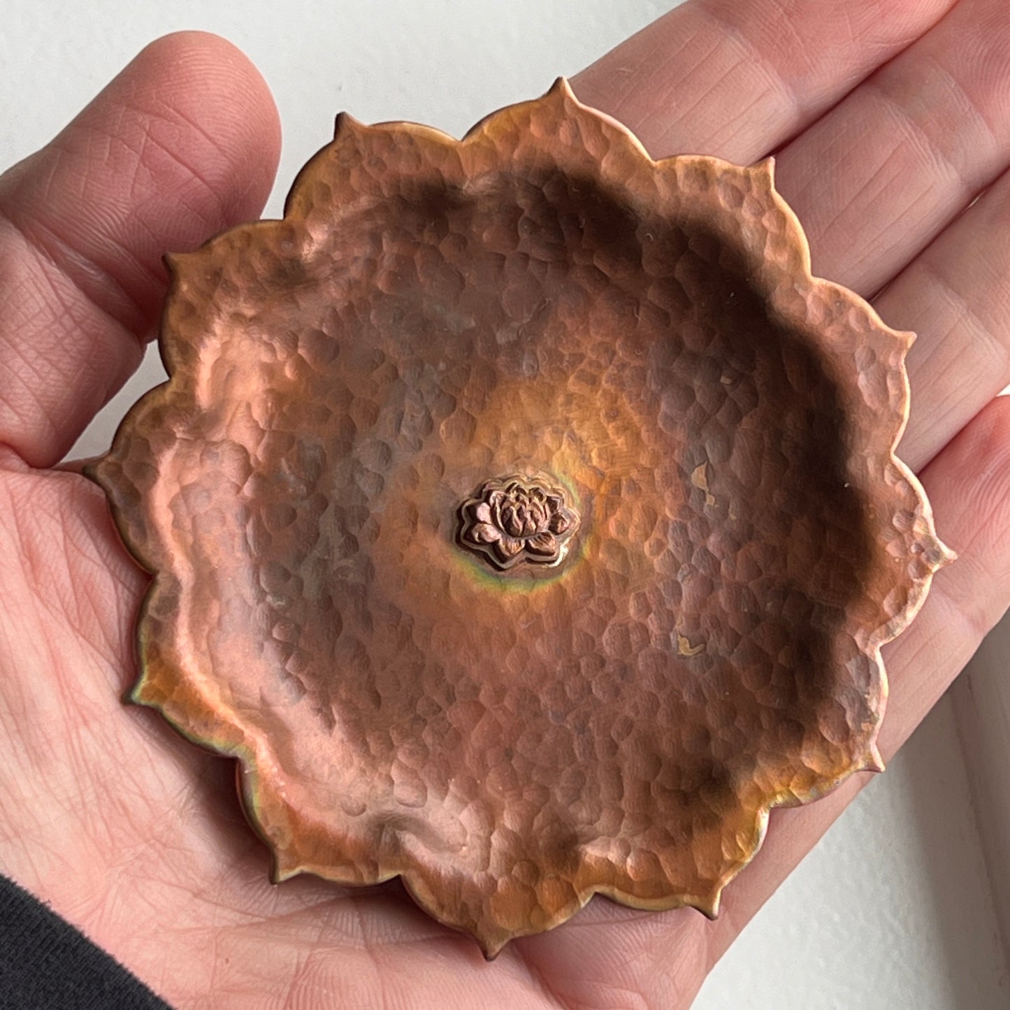 Copper Mandala Trinket Dish with Lotus Flower