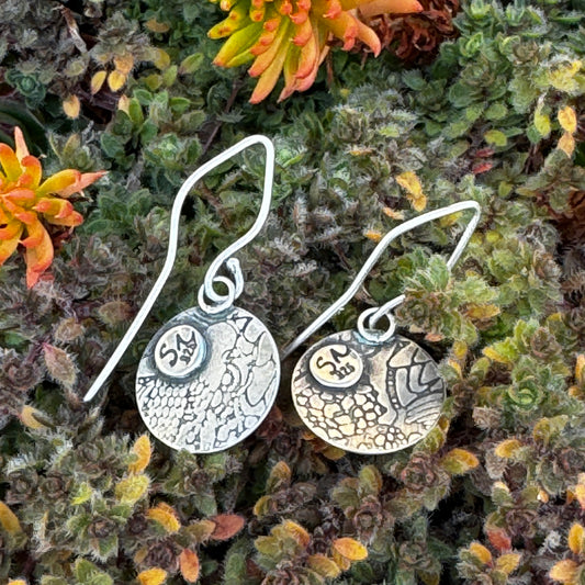 Beetle Earrings, Sterling Silver