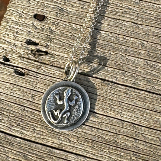 Gecko Charm Necklace on Sterling Silver 16" Chain