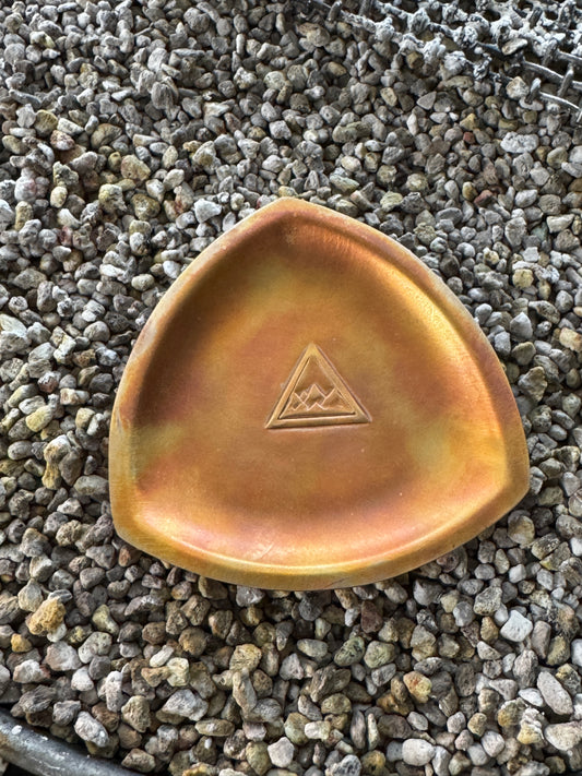 Copper Trillion Shape Trinket Dish with Mountain Scene