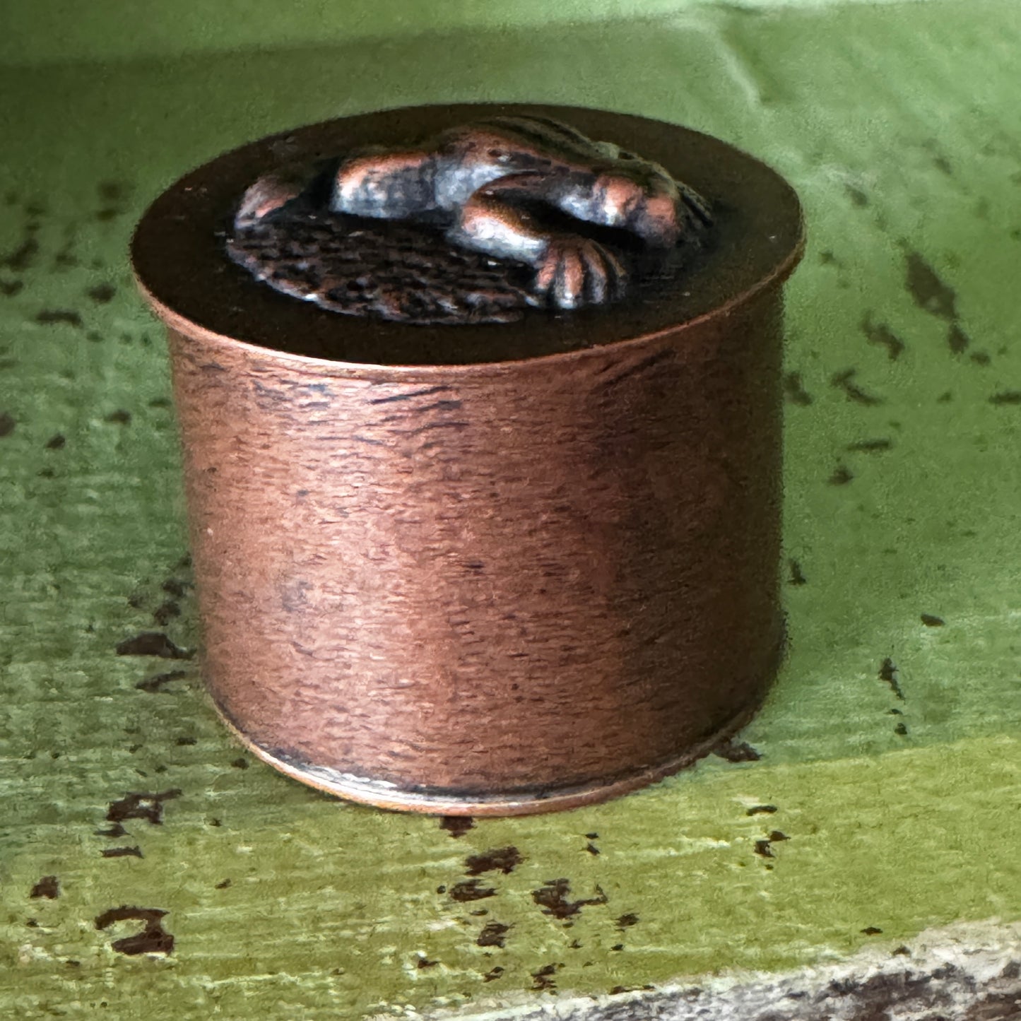 Copper Trinket Box with Frog Lid
