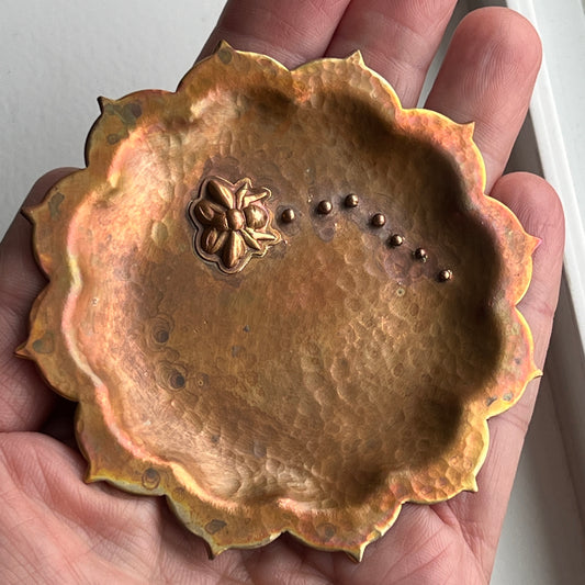 Copper Mandala Trinket Dish with Bee Design