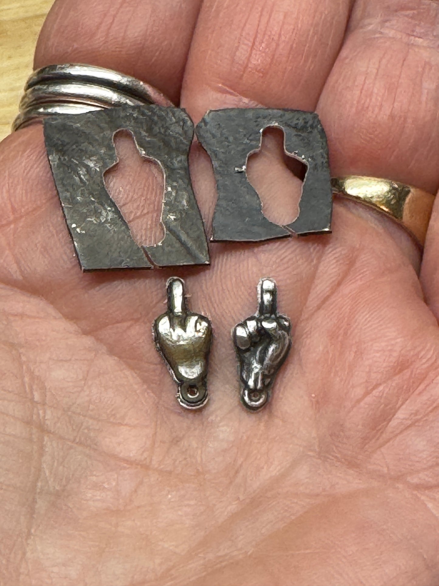 The Bird, Middle Finger Earrings, Sterling Silver