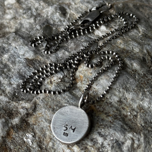 Sterling Silver Concho Pendant with Kingman Turquoise Stone Setting