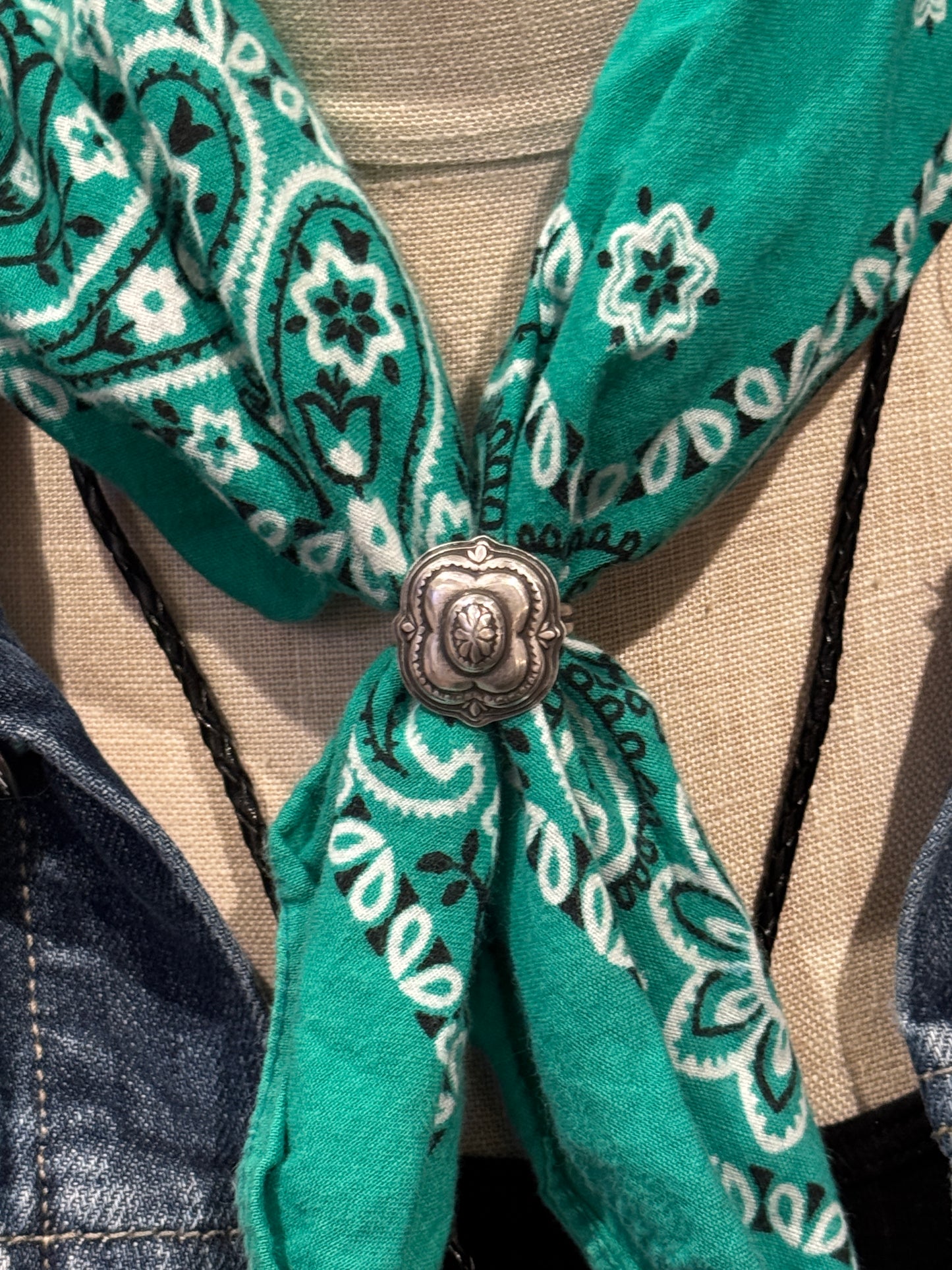 Southwest Design Sterling Silver Ring or Scarf Slide, Size 8.75 US