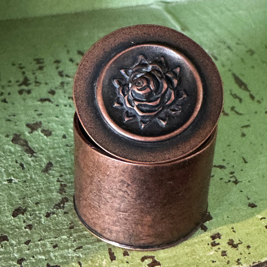 Copper Trinket Box with Rose Lid