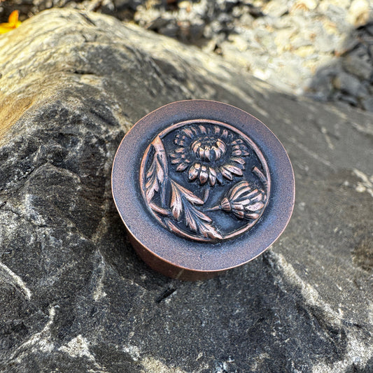 Solid Floral Copper Box With Lid, Proposal Box