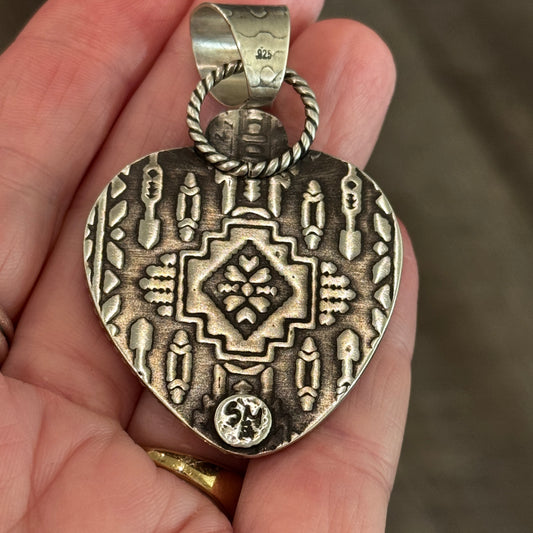 Cherry Creek Jasper Heart Pendant With Green Tourmaline