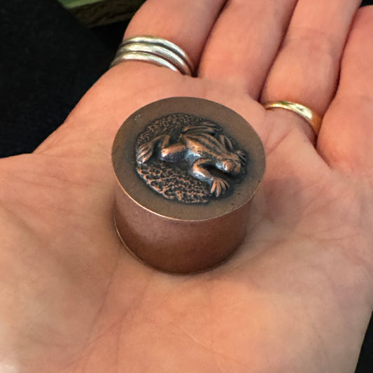 Copper Trinket Box with Frog Lid