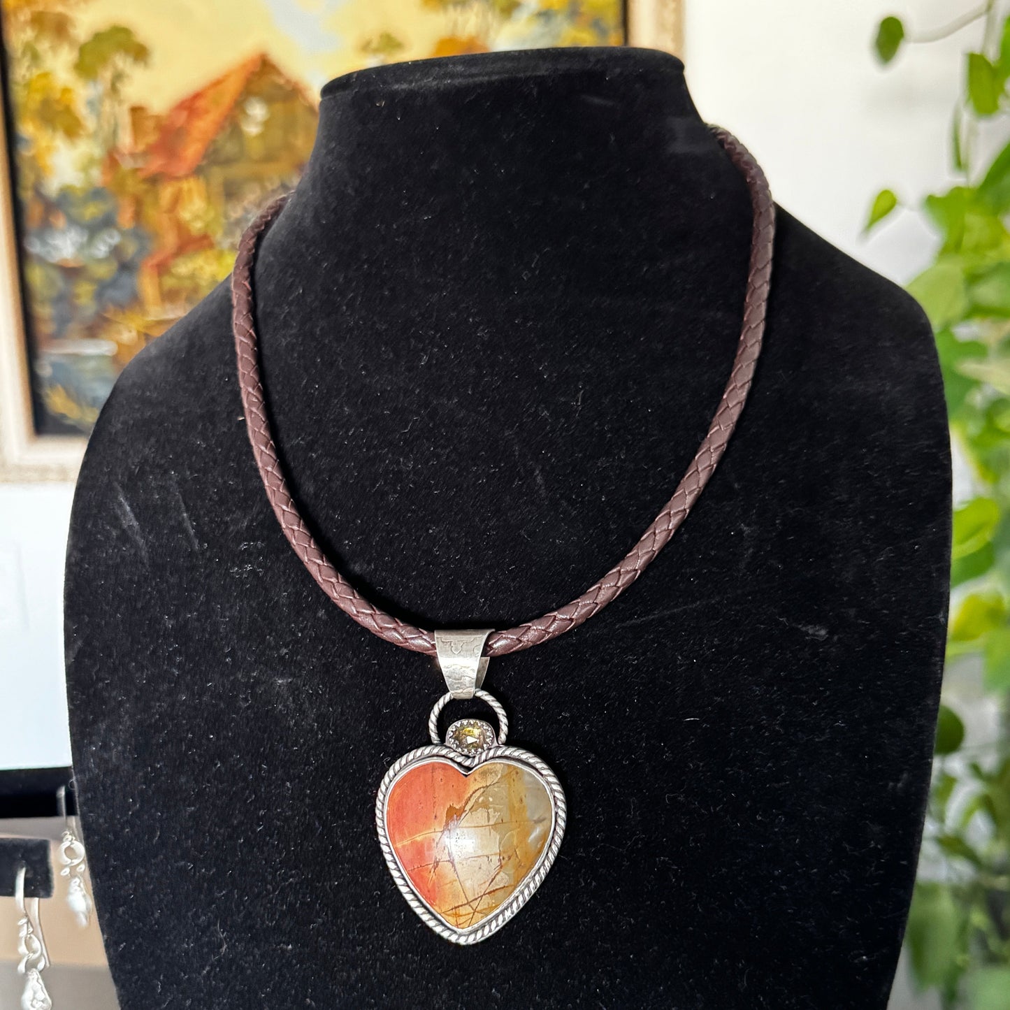 Cherry Creek Jasper Heart Pendant With Green Tourmaline