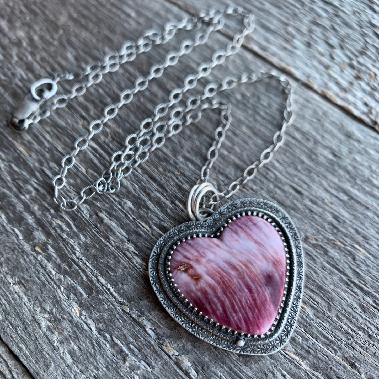 Purple Spiny Oyster Heart Necklace