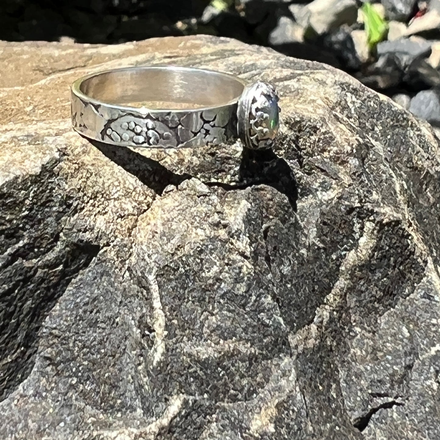 Ethiopian Welo Opal Ring on Decorative Band Size 6.25 US