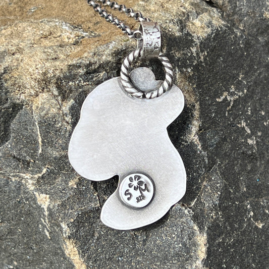 Cowgirl Boots Necklace with Yellow Cubic Zirconia Setting, Copper and Sterling Silver