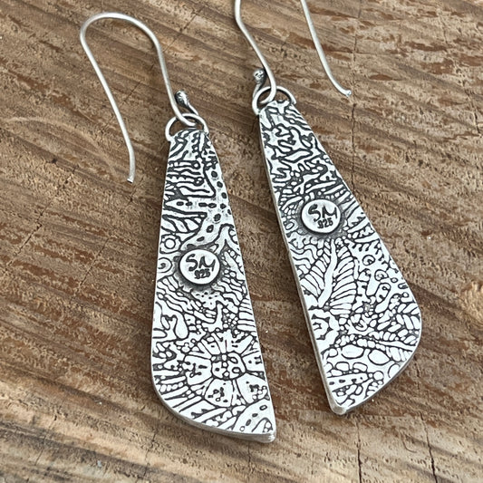 Flower Fossil Coral Earrings, Sterling Silver