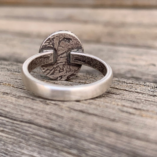 Simple Amethyst Ring on Thick Sterling Silver Band Size 8