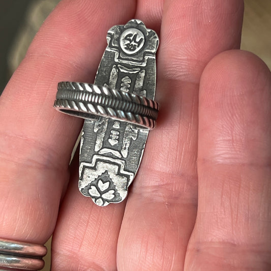 Long Oval Orange Spiny Oyster Ring, Size 7, Modern Southwest Style