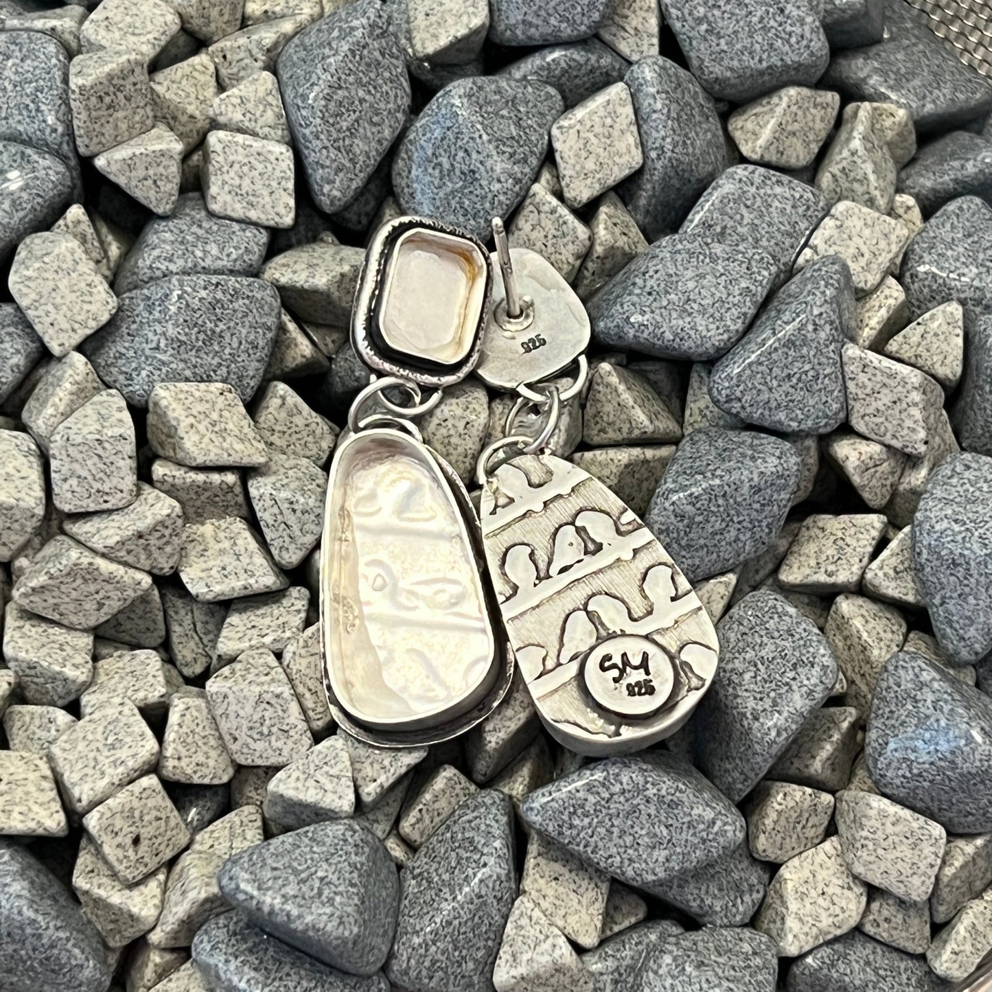 Kingman Turquoise Stud Earrings with Sapphires, Sterling Silver