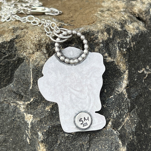 Cowgirl Boot Necklace on Sterling Silver, Southwest Boho