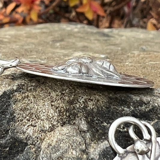 Honeybee Earrings with Honeycomb Textured Discs, Sterling Silver