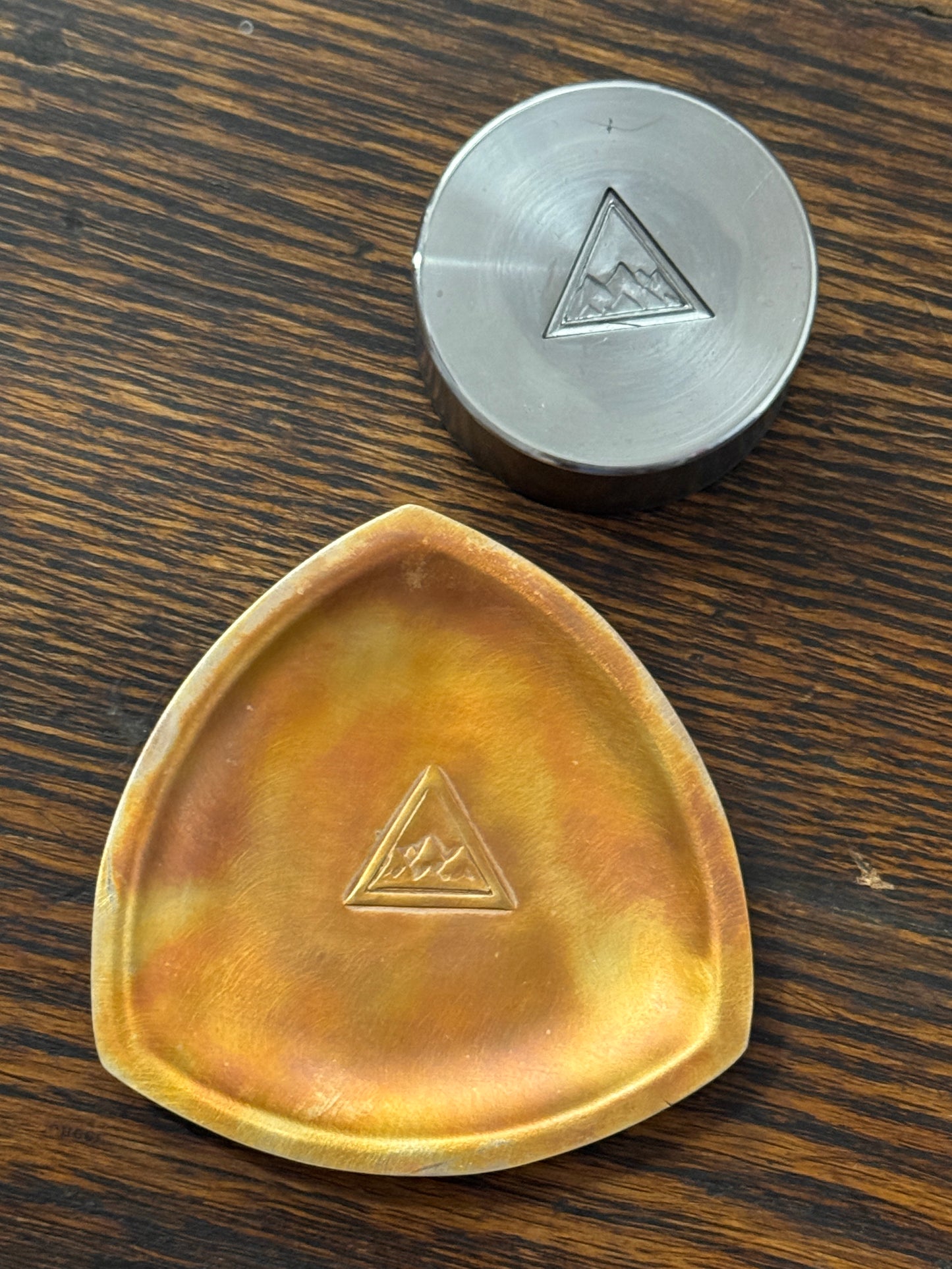 Copper Trillion Shape Trinket Dish with Mountain Scene