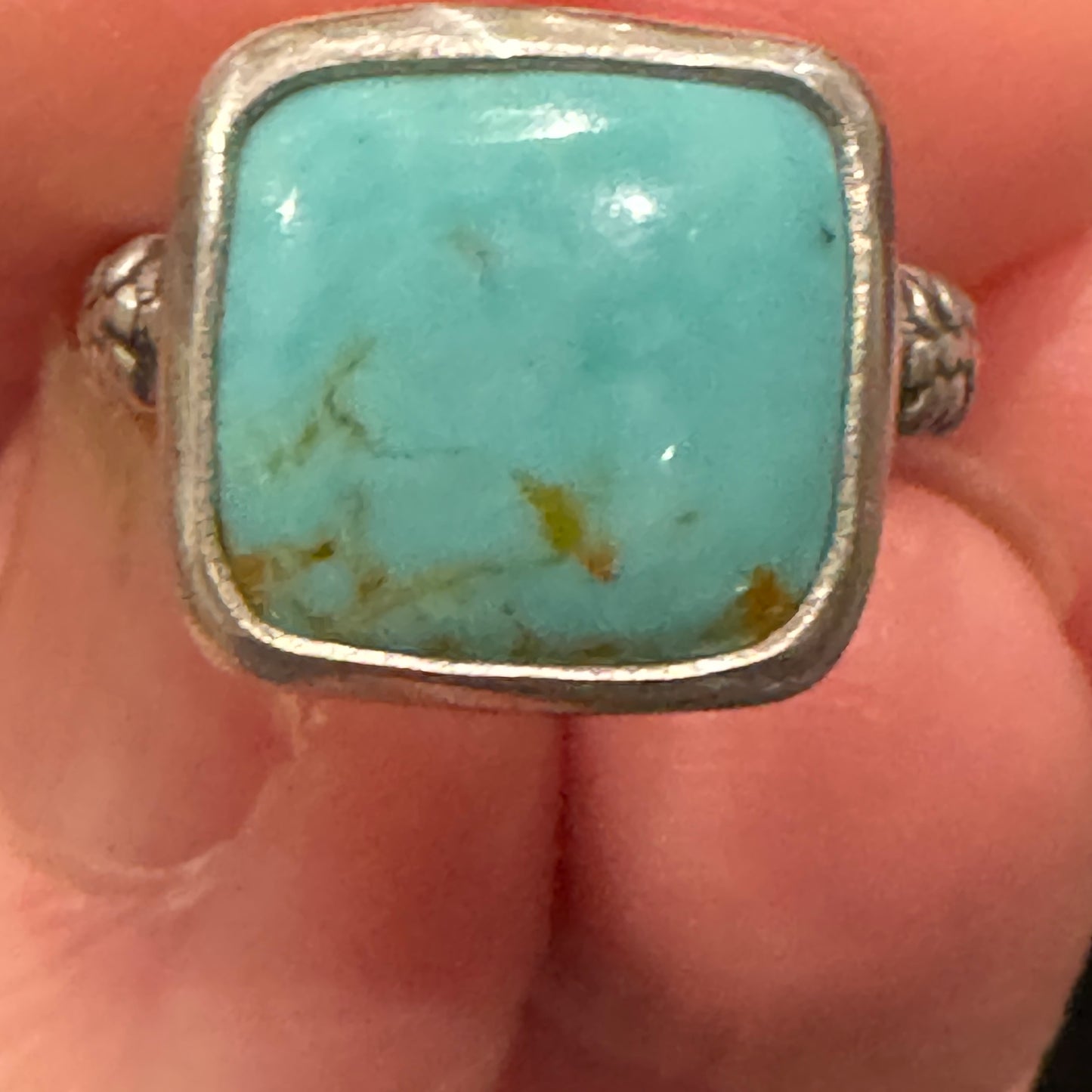 Square Number Eight Turquoise Ring Size 5.25