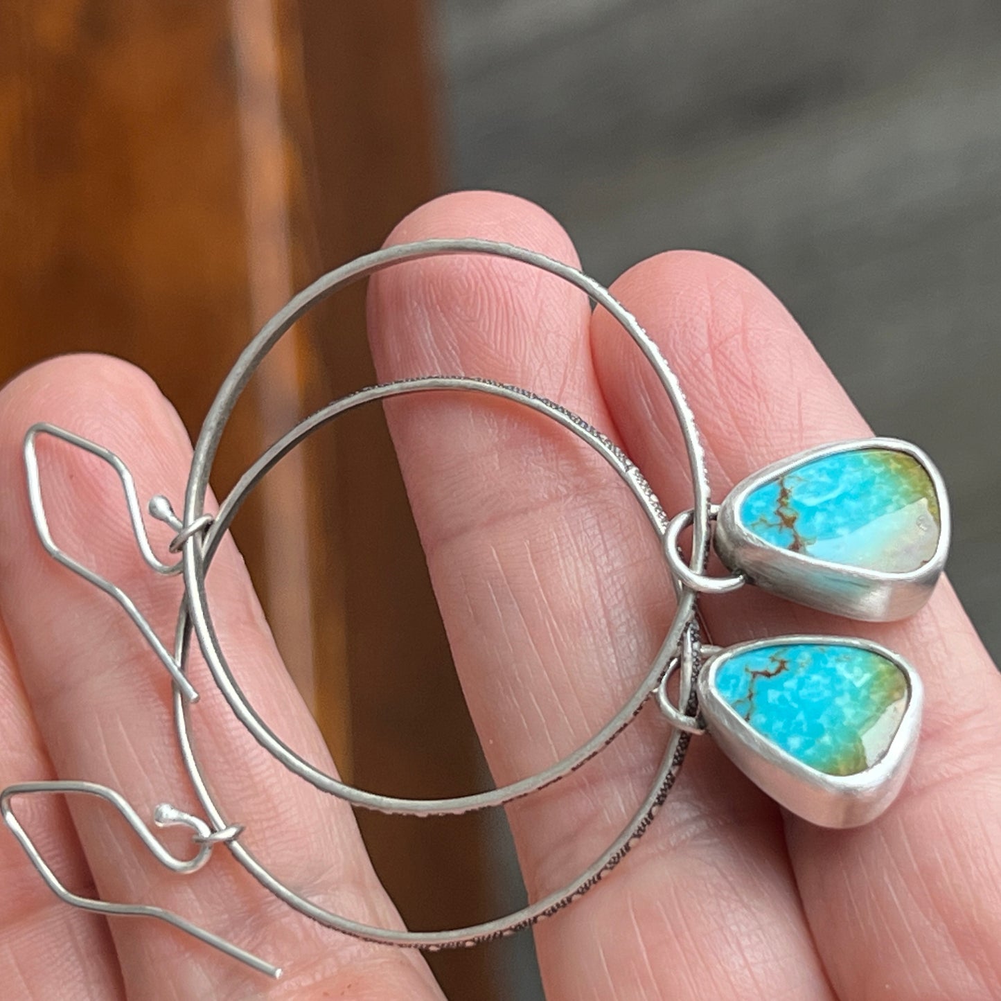 Kingman Turquoise Hoop Earrings