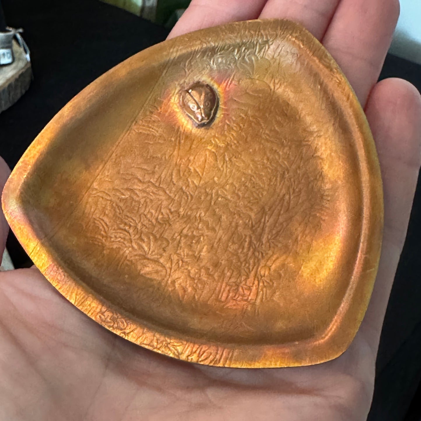 Copper Trinket Dish with Ladybug