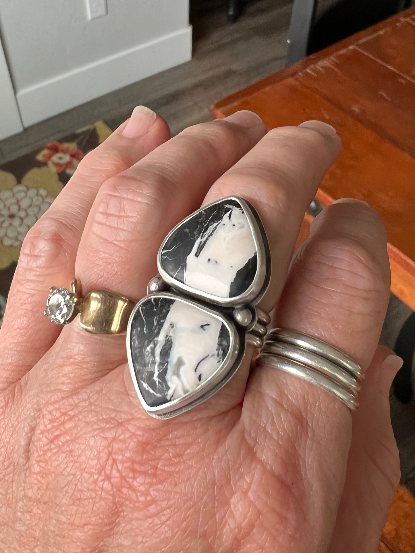 White Buffalo Turquoise Ring Size 9