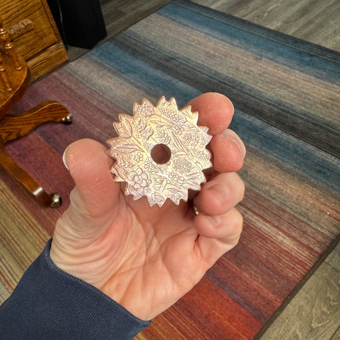 Copper Flower Holder For Vase with a Vintage Glass Vase