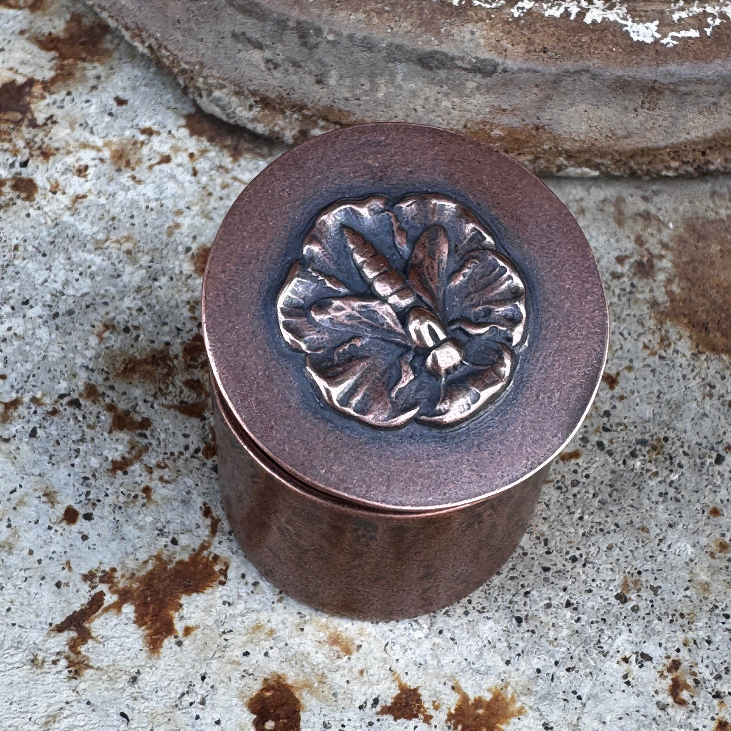 Copper Trinket Box With Bee Lid, Proposal Box
