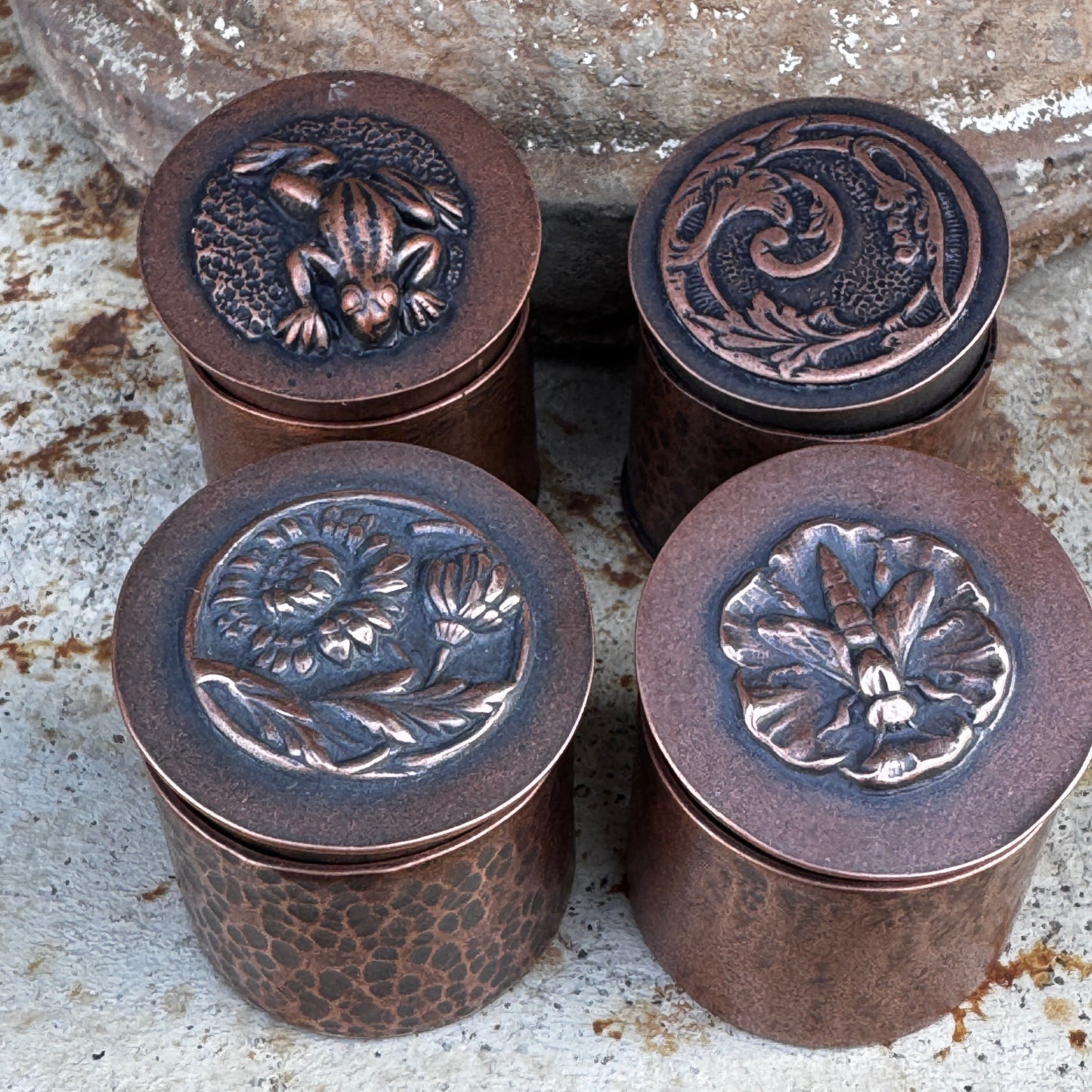Solid Floral Copper Box With Lid, Proposal Box