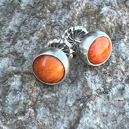 Orange Red Spiny Oyster Stud Earrings