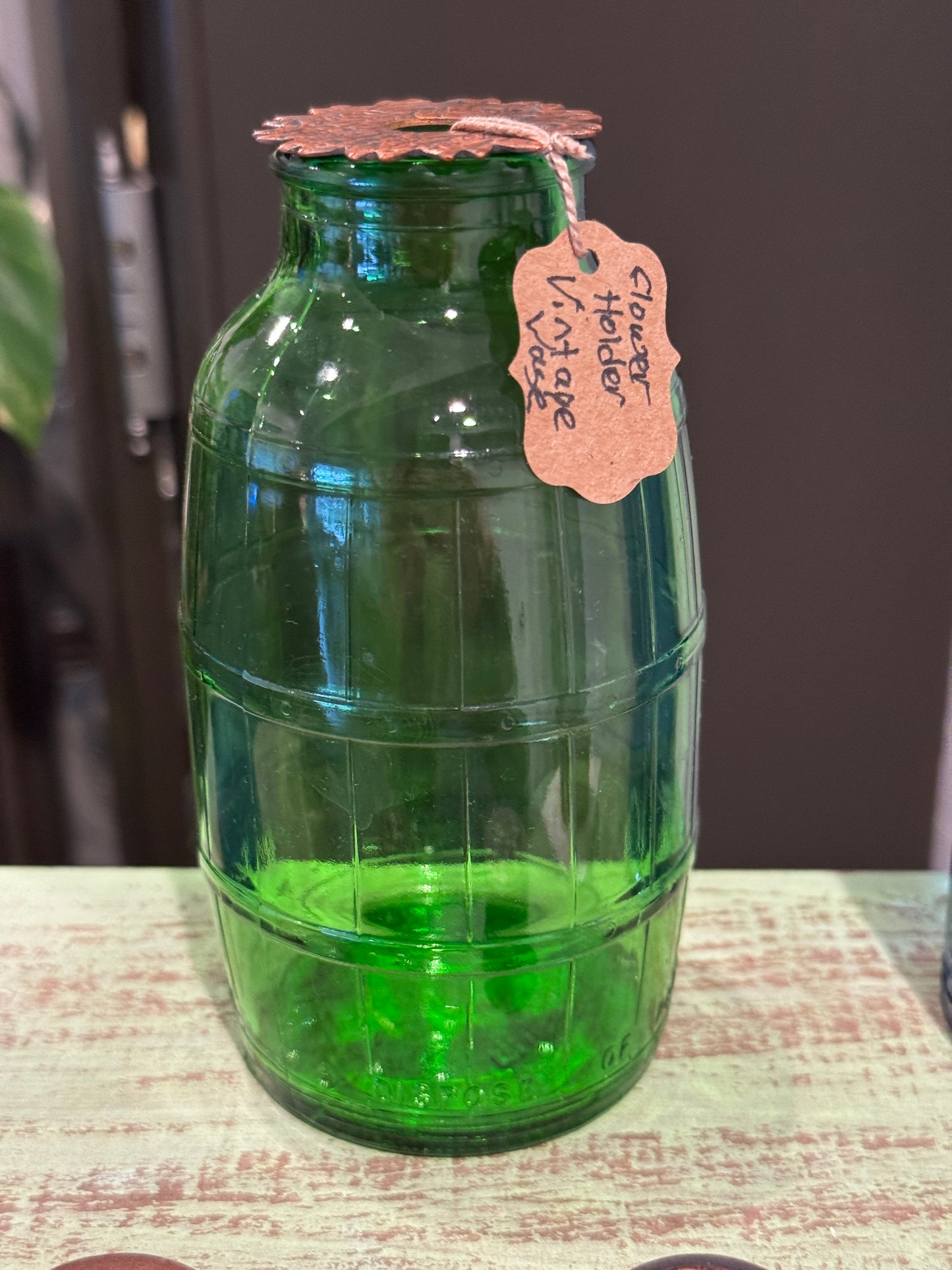 Copper Flower Holder For Vase with a Vintage Glass Vase