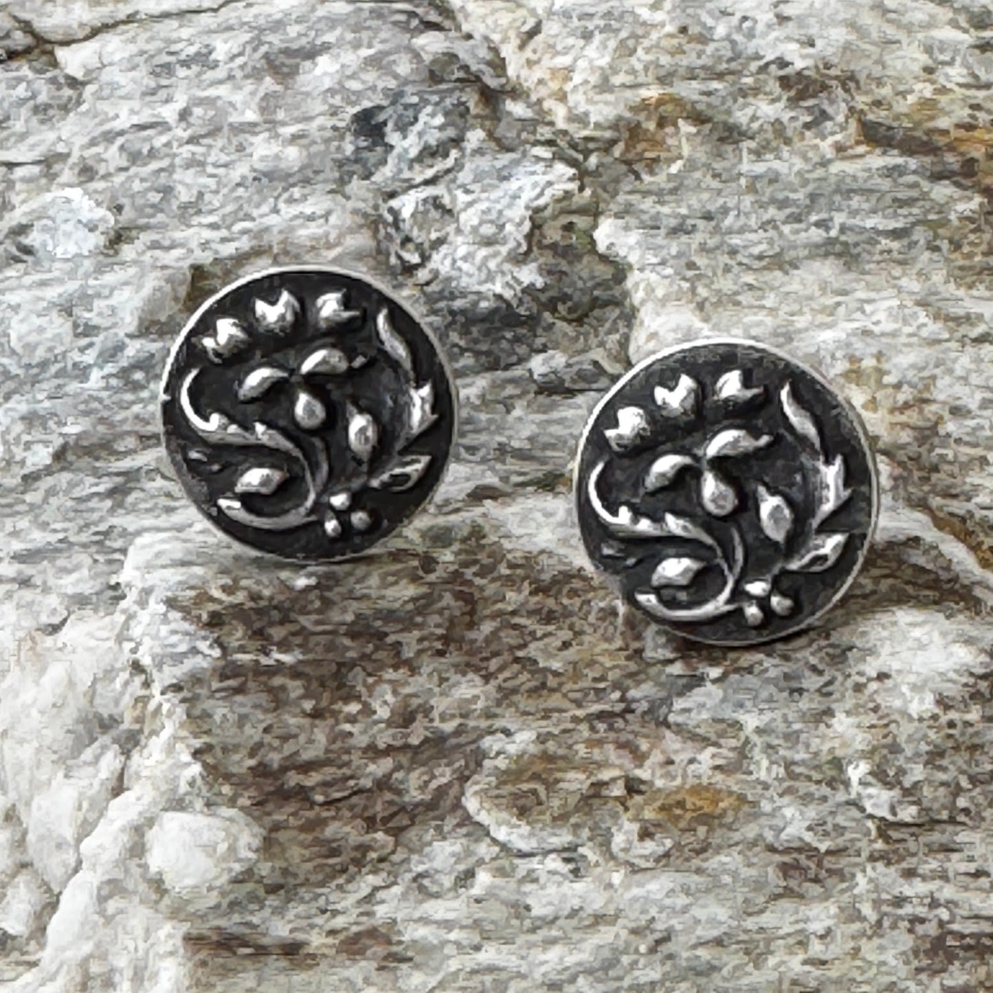 Solid Sterling Silver Floral Post Earrings