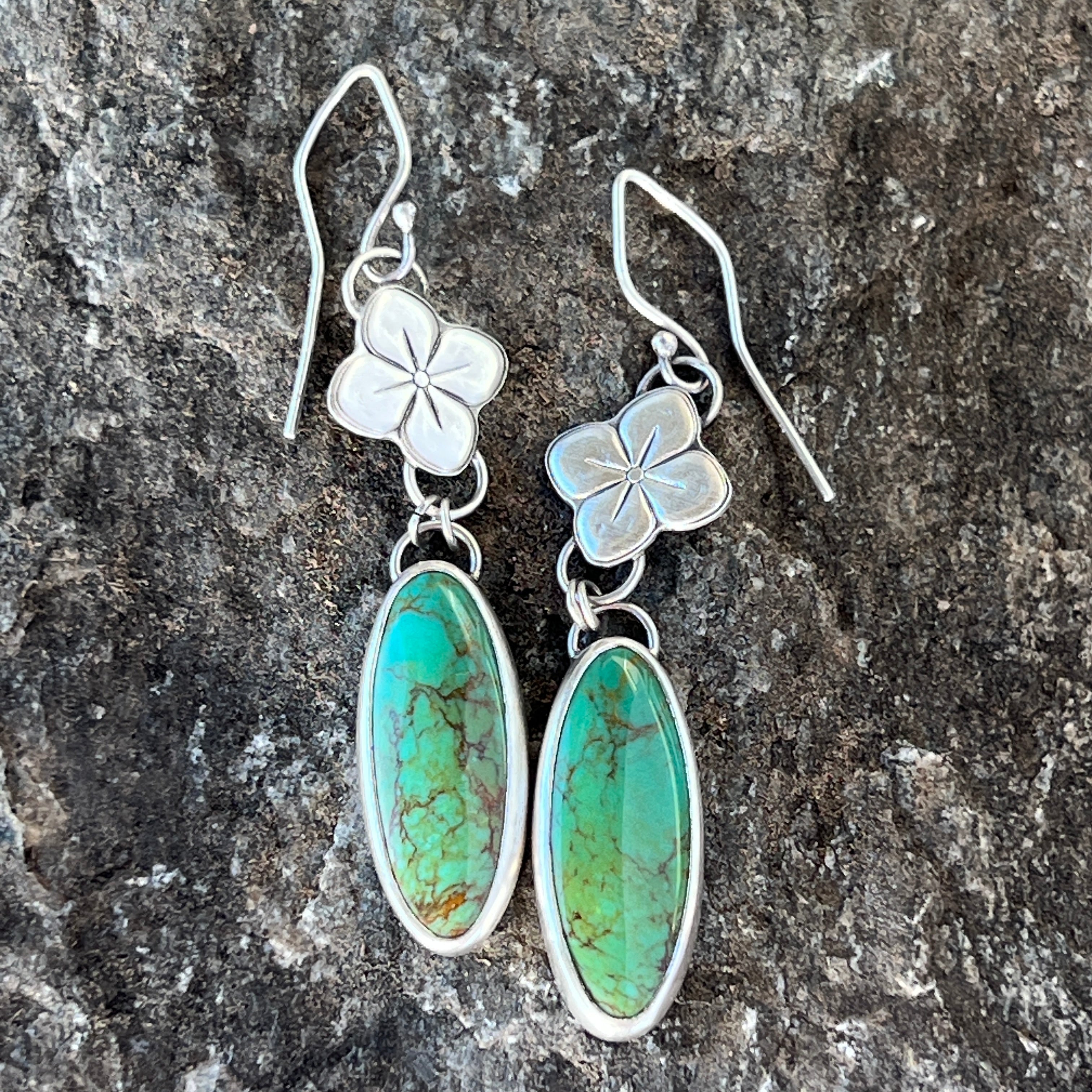 Buying Turquoise oval earrings in sterling silver.