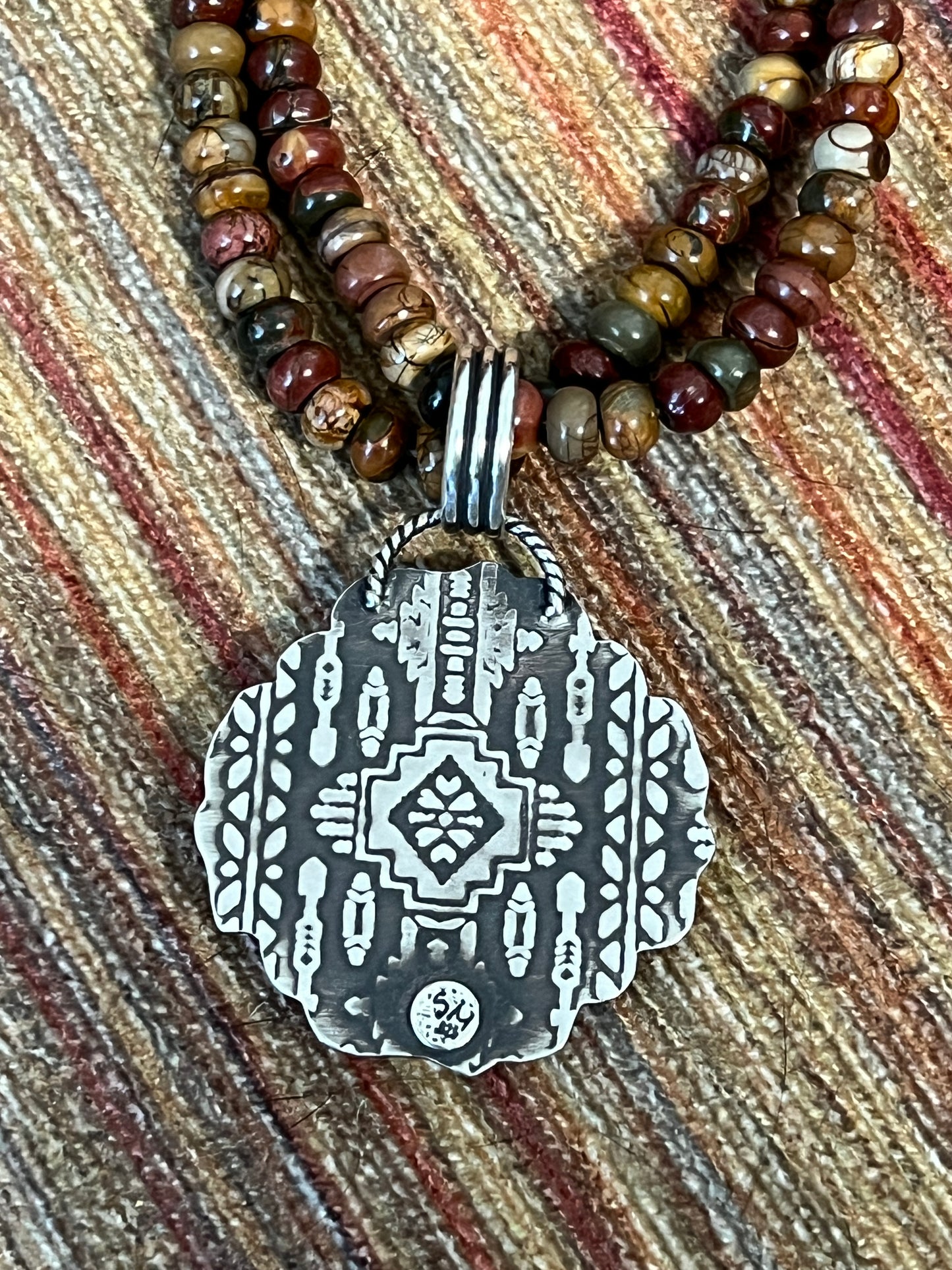 Cherry Creek Jasper Cross Pendant, Sterling Silver