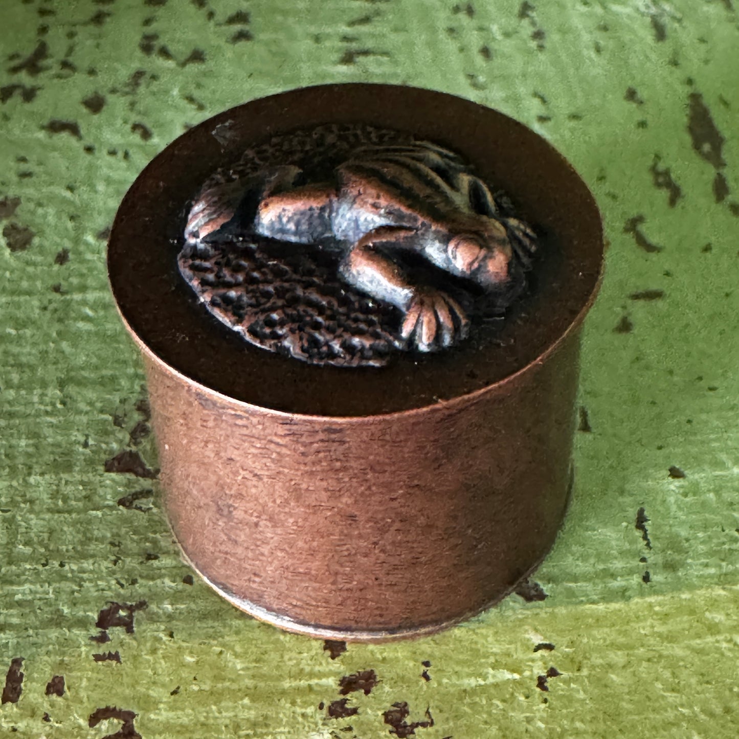 Copper Trinket Box with Frog Lid