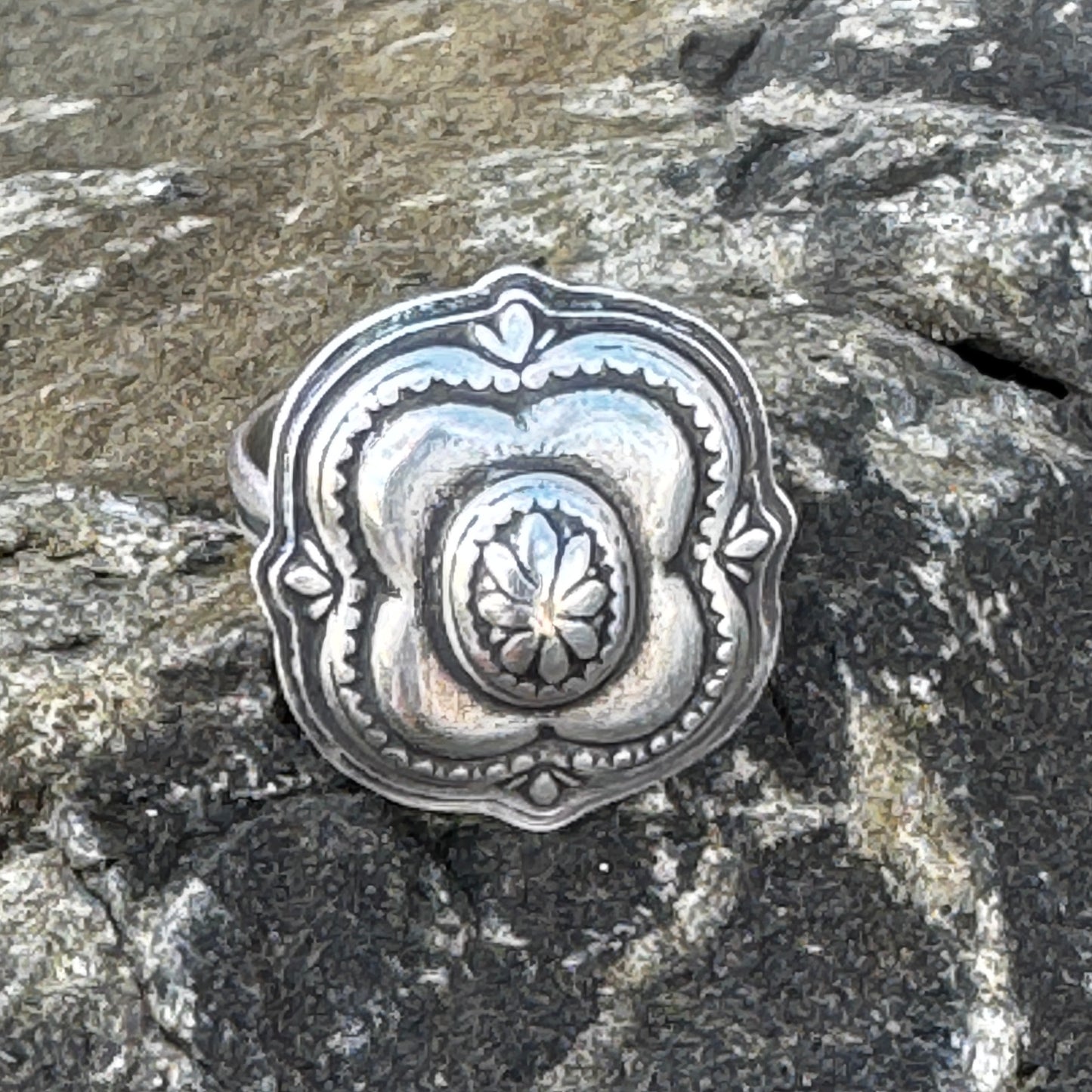 Southwest Design Sterling Silver Ring or Scarf Slide, Size 8.75 US