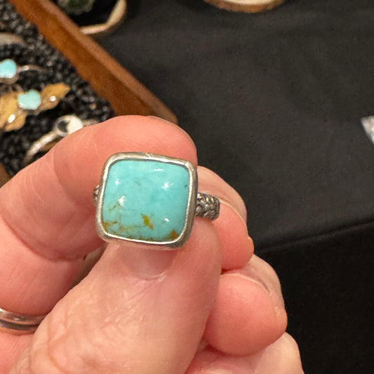 Square Number Eight Turquoise Ring Size 5.25