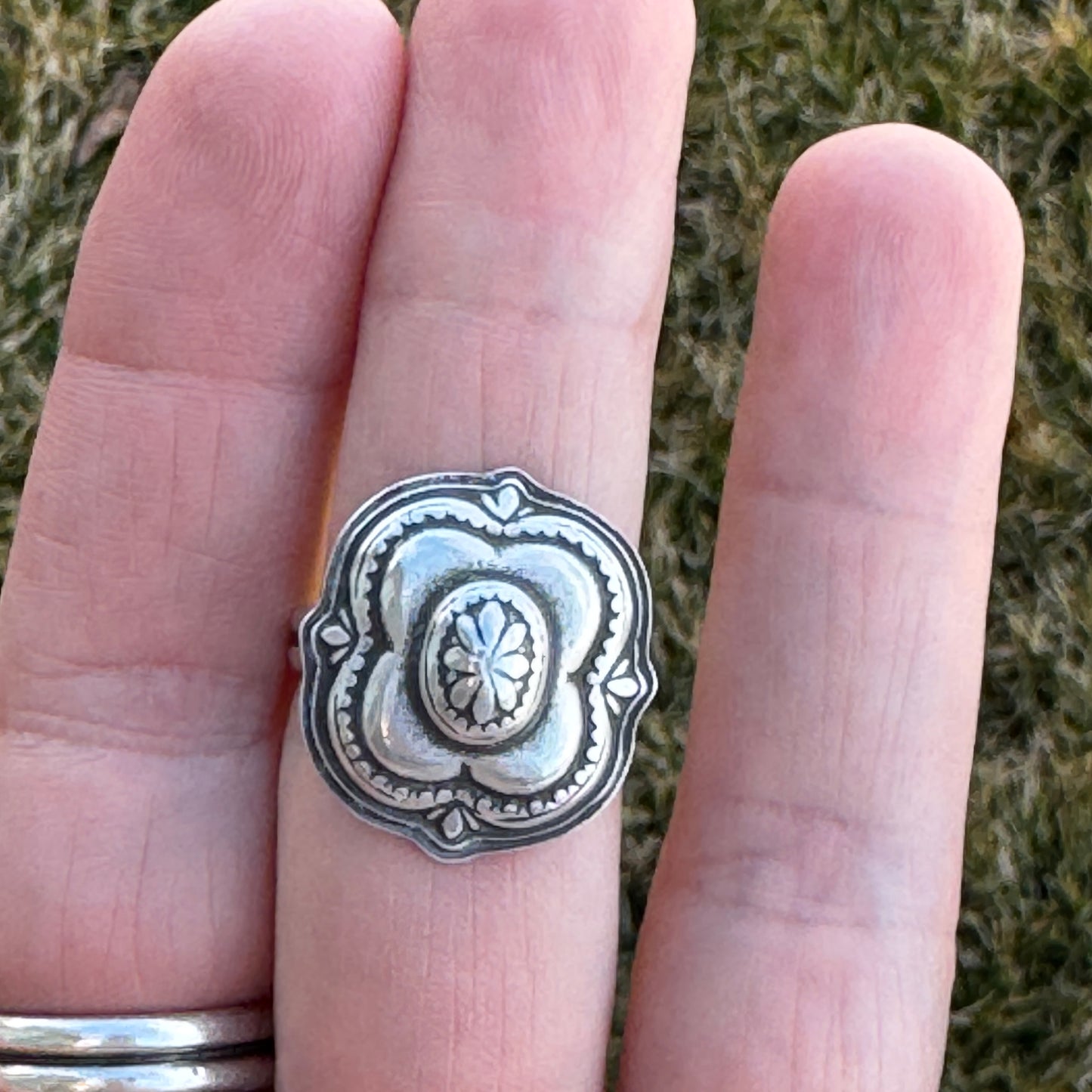 Southwest Design Sterling Silver Ring or Scarf Slide, Size 8.75 US