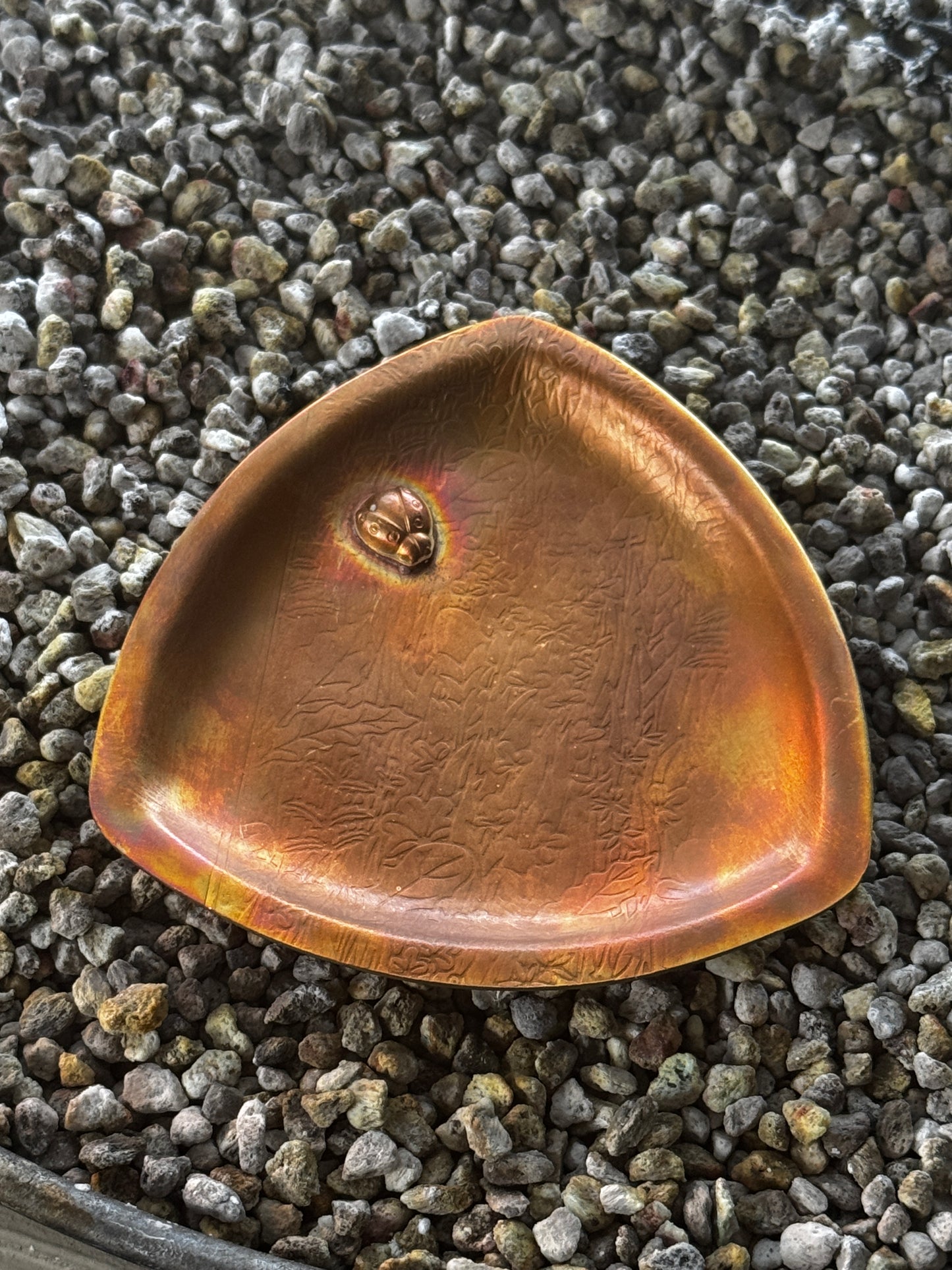 Copper Trinket Dish with Ladybug