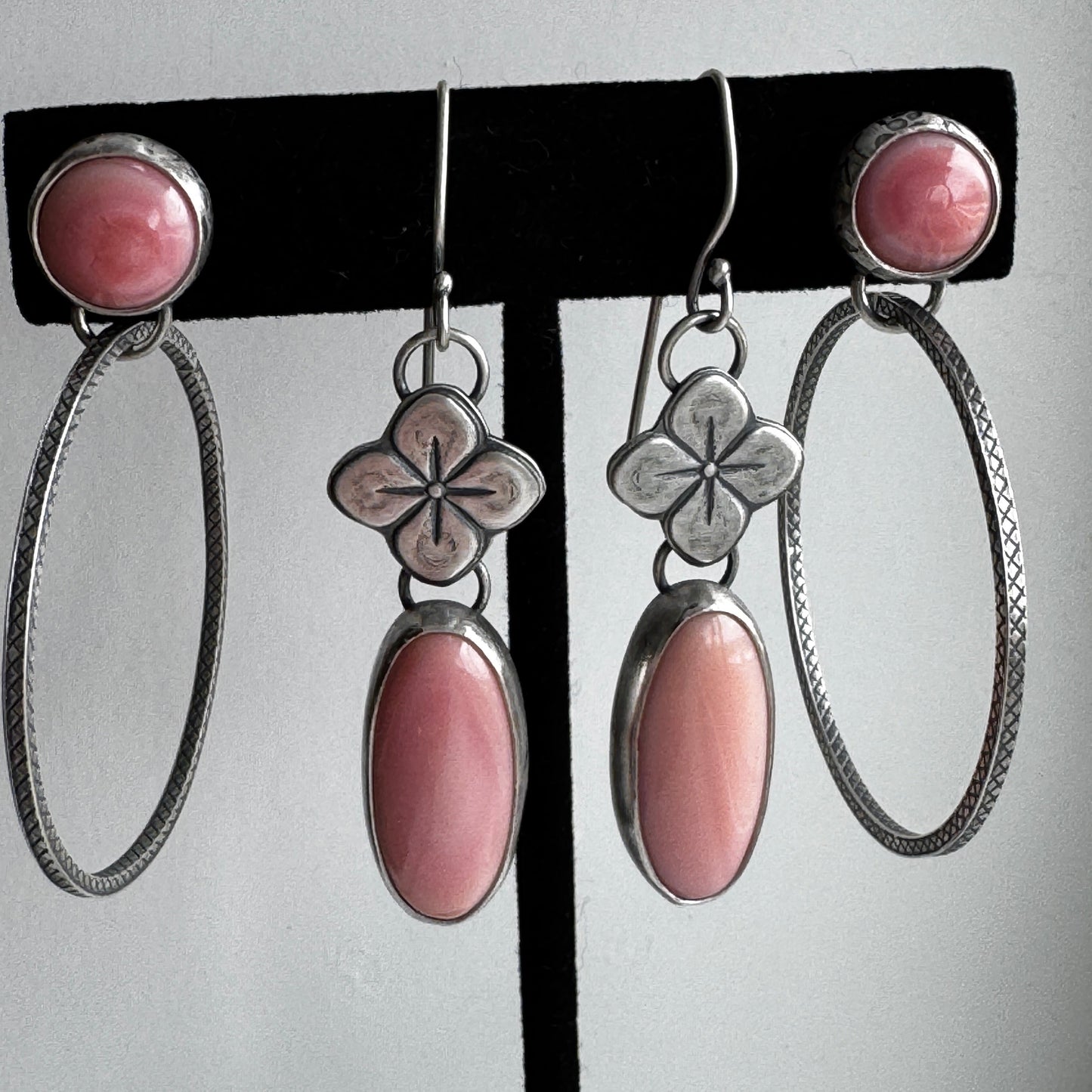Pink Conch Shell Post Hoop Earrings