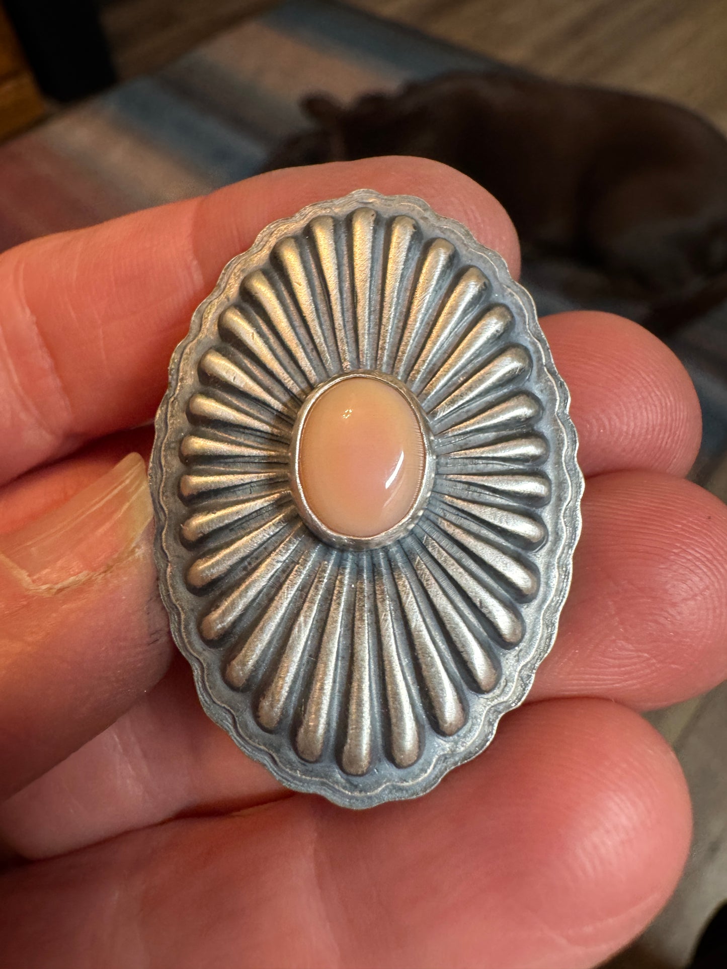 Pink Queen Conch Shell Concho Style  Bolo Tie Necklace