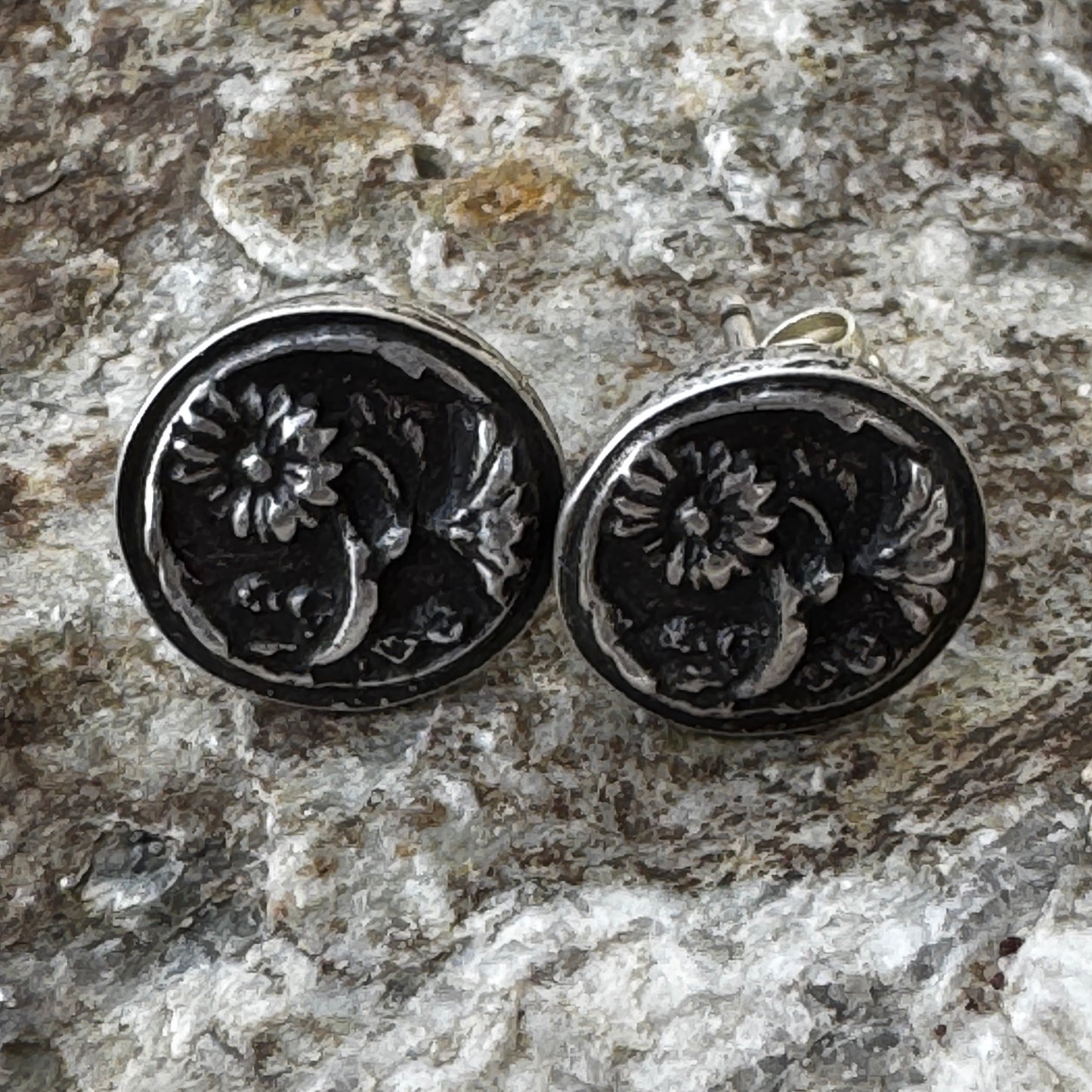 Solid Sterling Silver Flower Stud Earrings