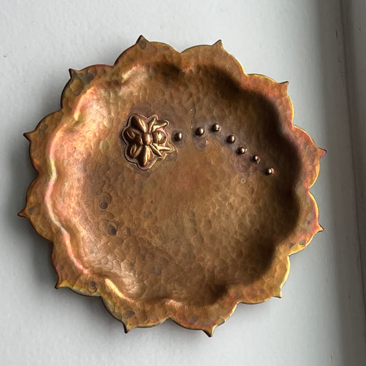 Copper Mandala Trinket Dish with Bee Design