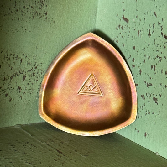 Copper Trillion Shape Trinket Dish with Mountain Scene