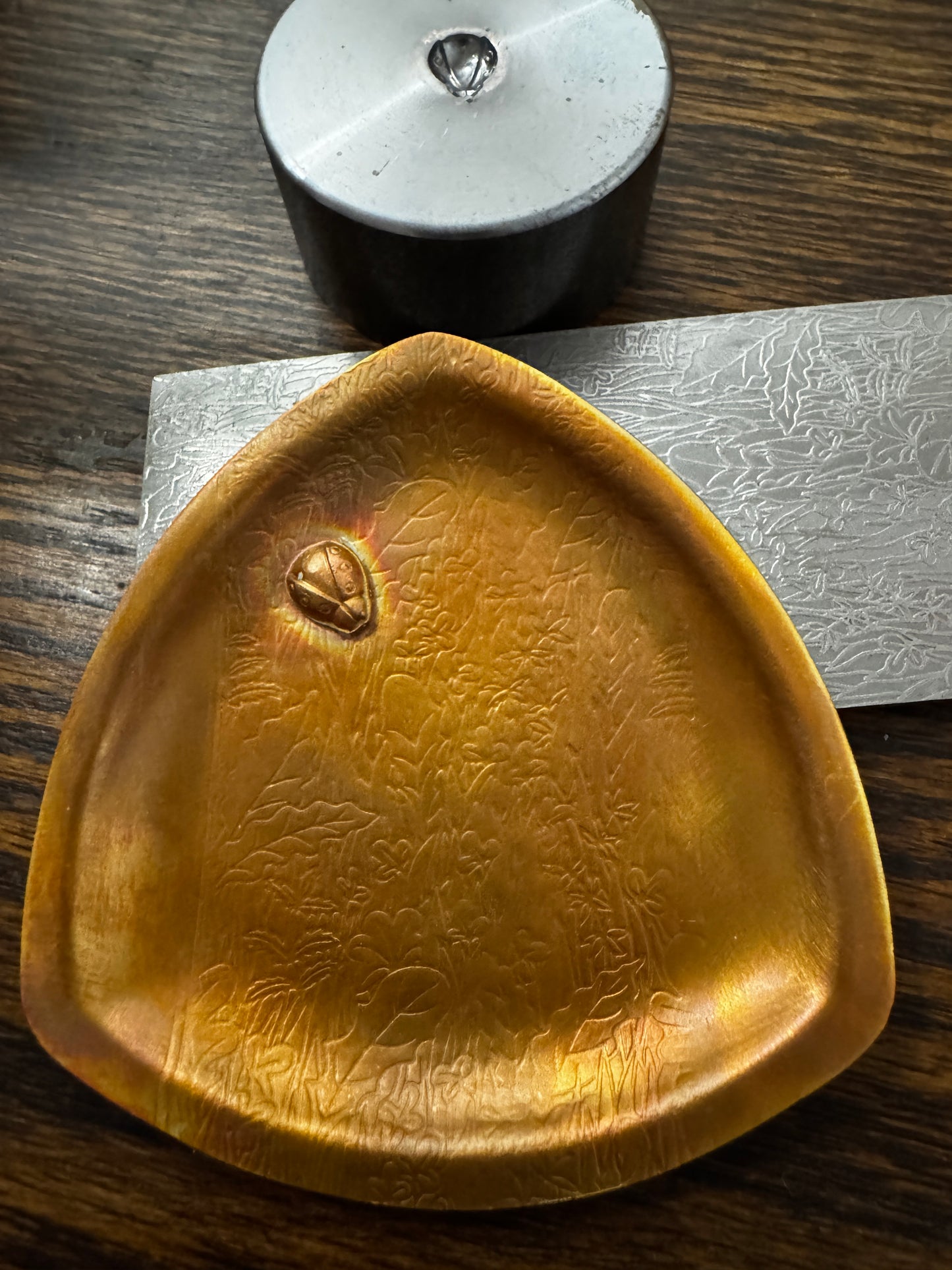Copper Trinket Dish with Ladybug