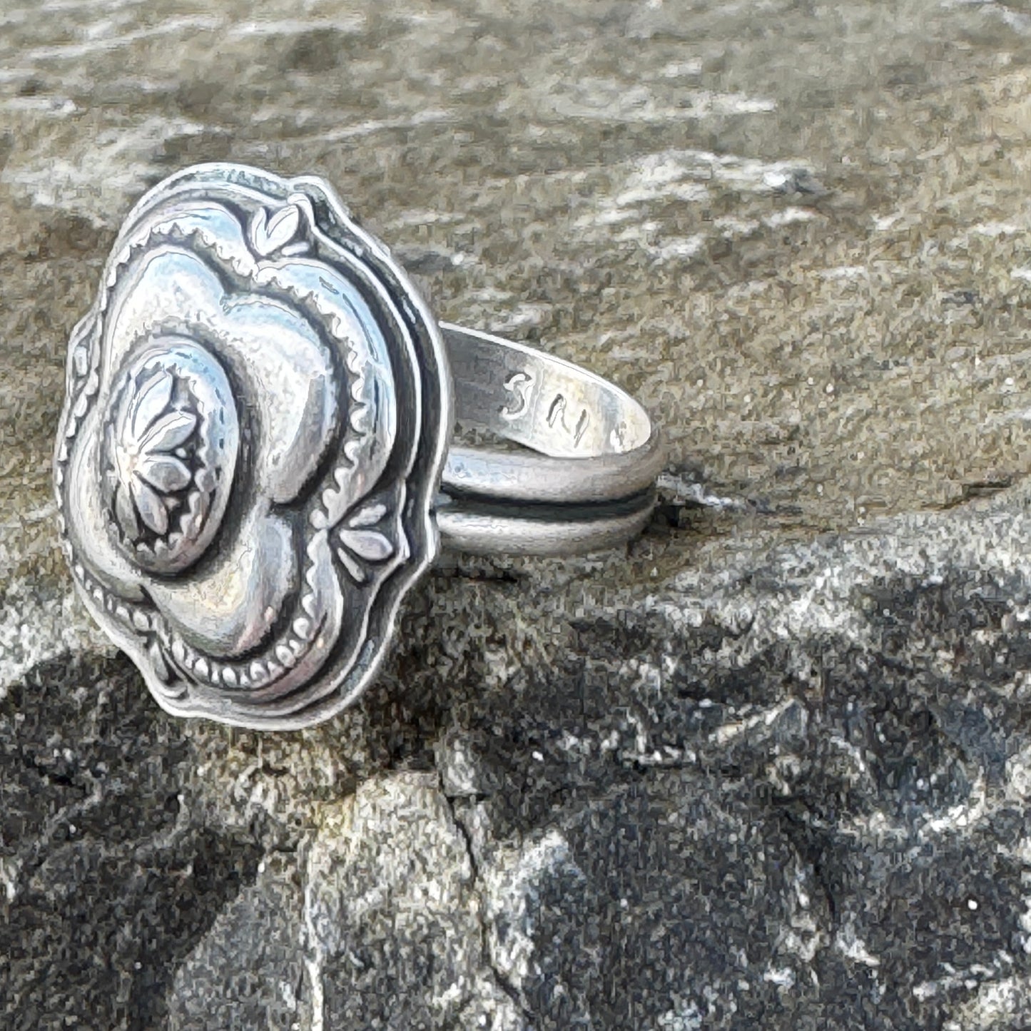 Southwest Design Sterling Silver Ring or Scarf Slide, Size 8.75 US