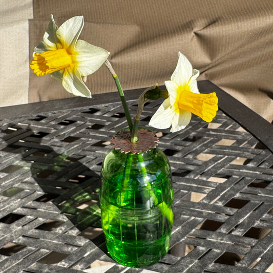 Copper Flower Holder For Vase with a Vintage Glass Vase