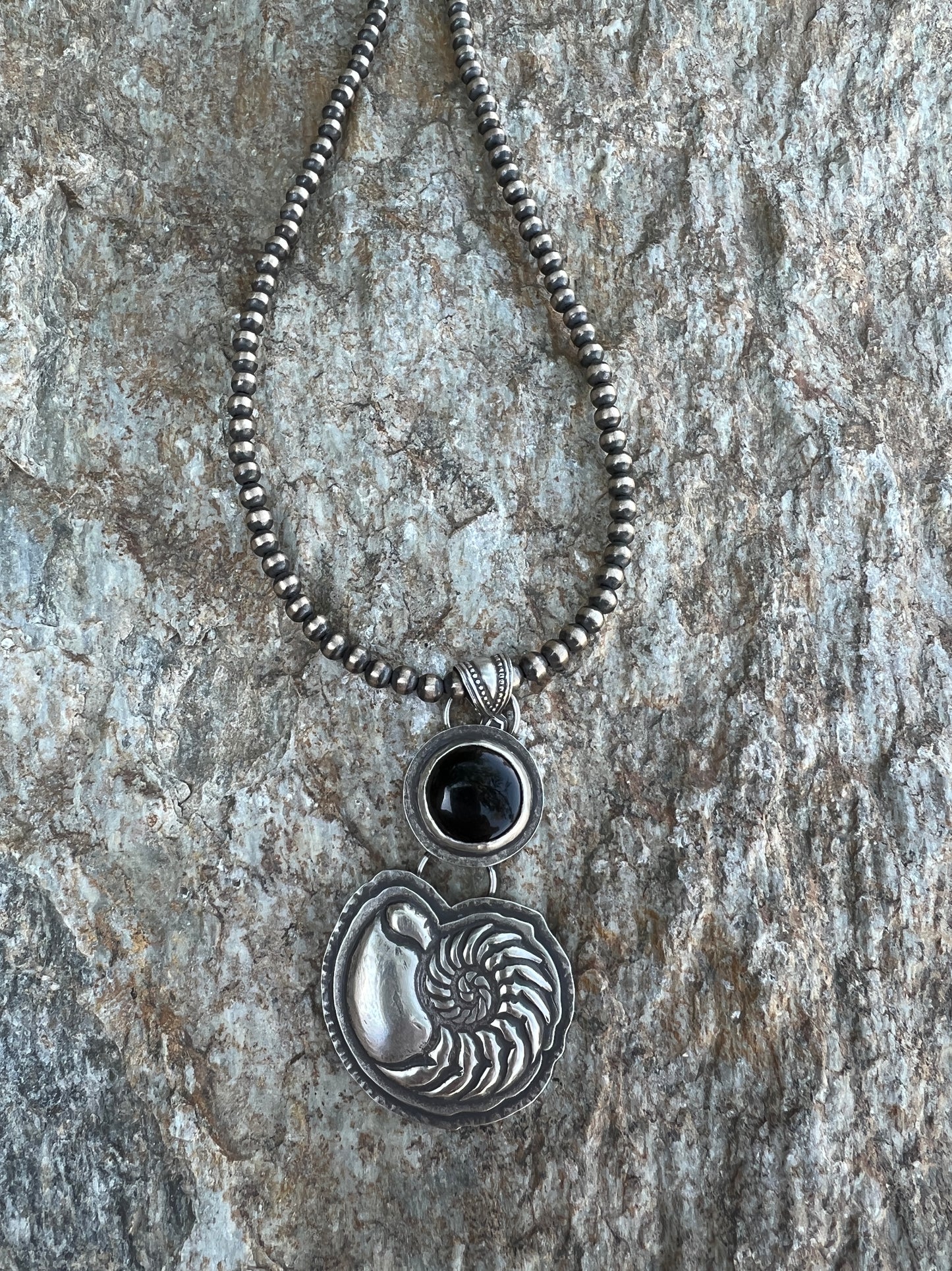 Black Onyx Nautilus Necklace